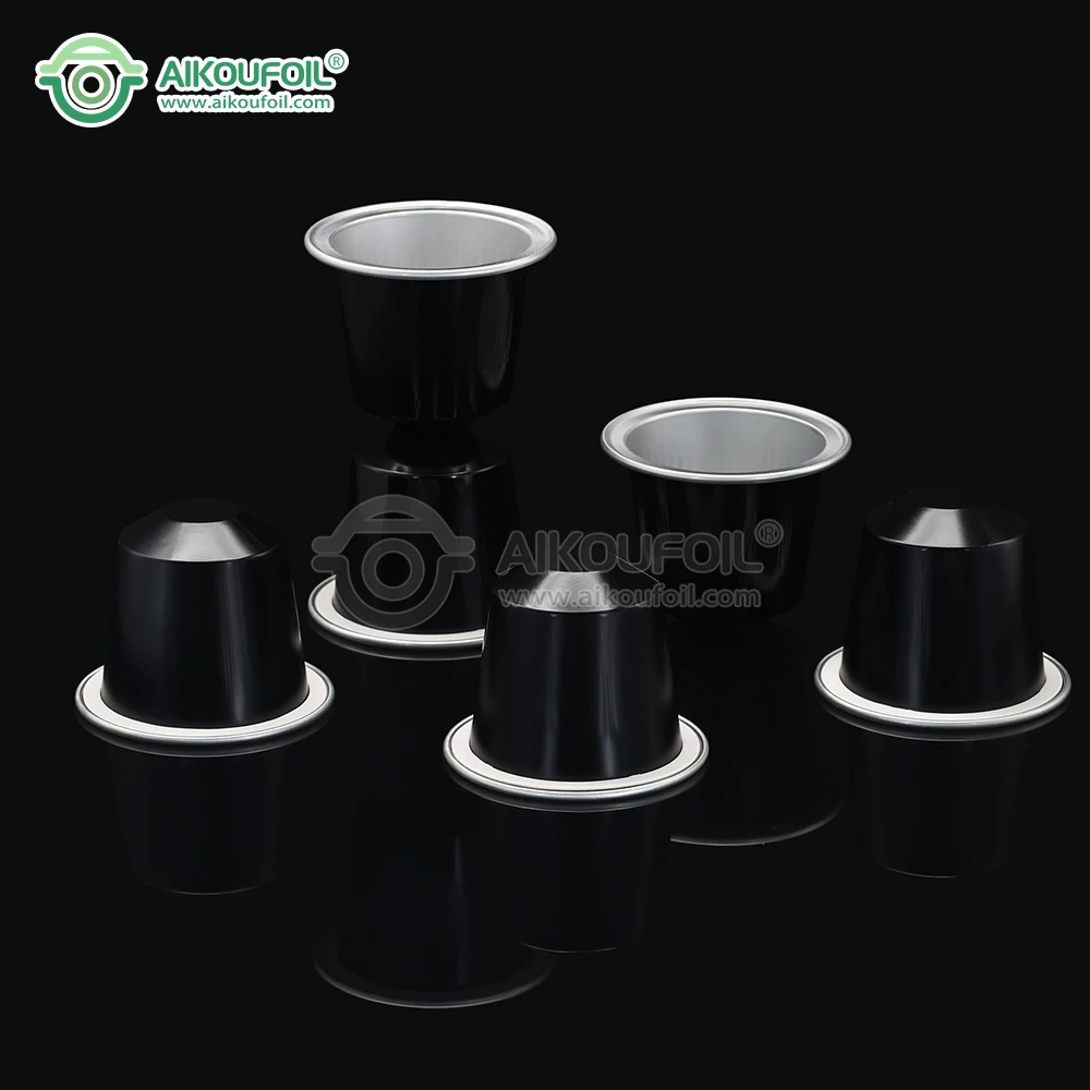 Customization Roll Sheet Lid Black Pods Compatible Aluminium Foil Coffee Machine for Capsule AIKOU