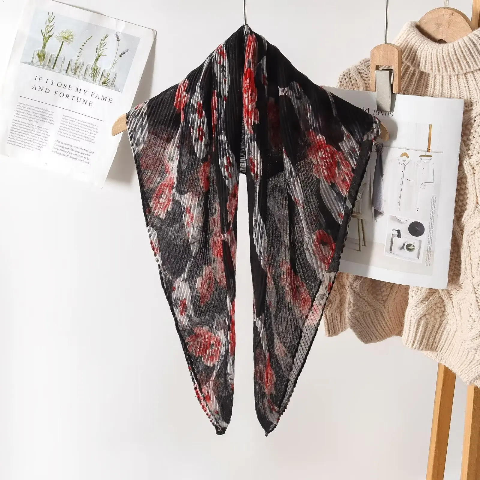 New Arrival Voile Cotton Scarf Lace Voile Printed Cotton Voile Scarf Manufacturer Square Cotton Pleated Scarf