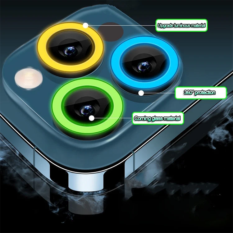 3D shine luminous  protector for iphone 11pro 12 pro max 13pro max night light camera lens
