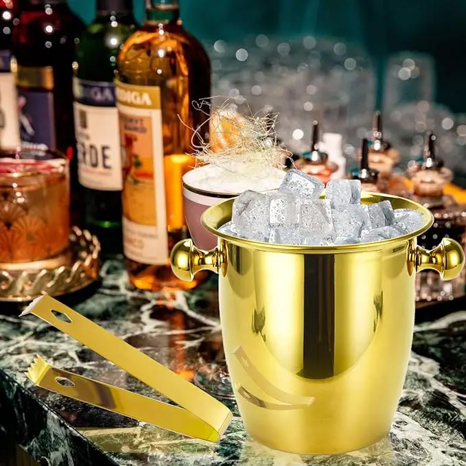 304 Stainless Steel European Style Champagne Bucket Thickened Ice Bucket Ice Cubes Chilled  Wine Barrel Hotel Bar KTV