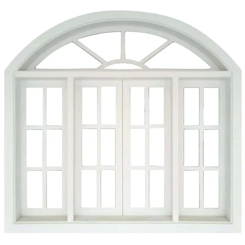 Grill design PVC half circle windows arch windows with tempered glass for French
