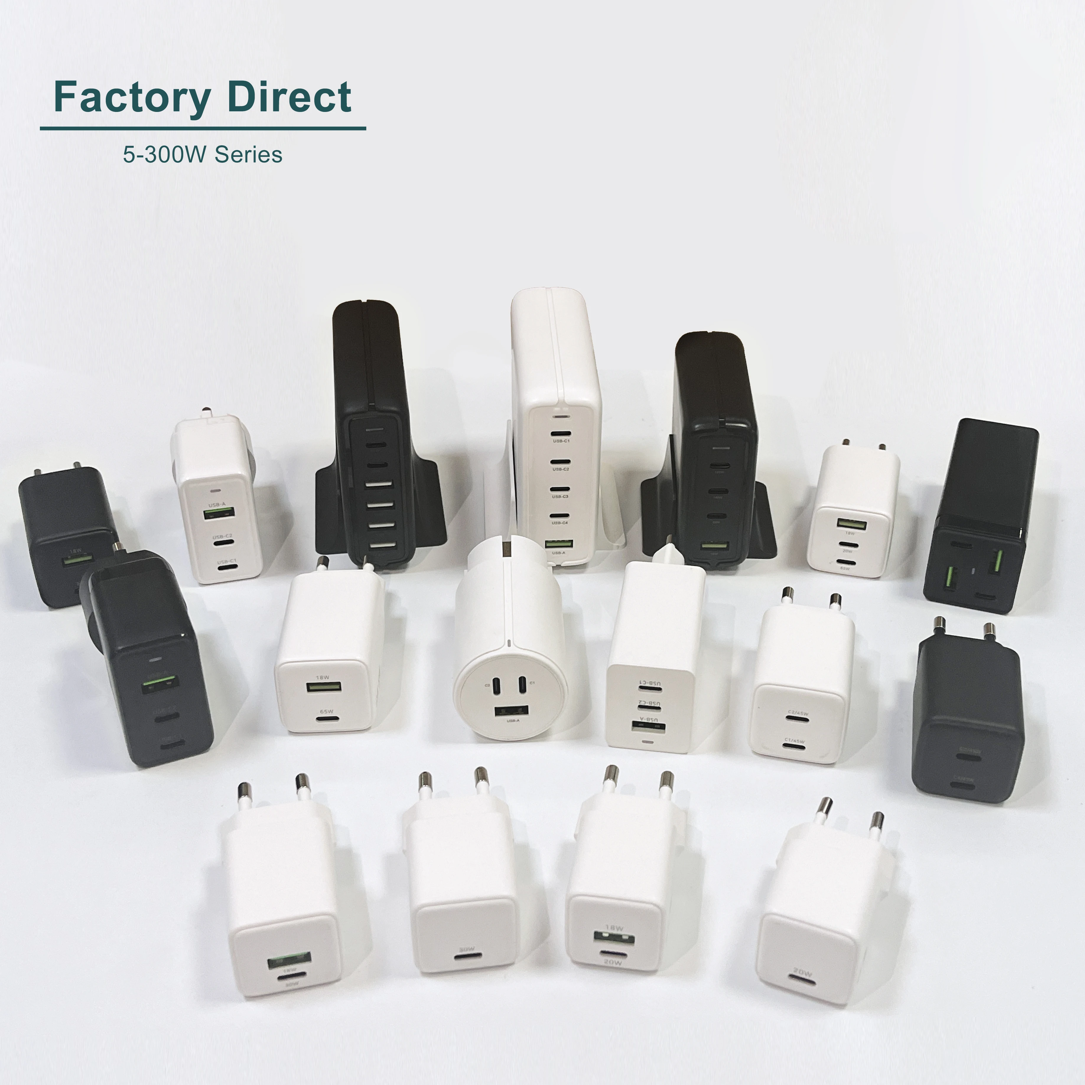 GRS BSCI ISO9001 Factory Direct 20W 25W 30W 45W 65W 100W GaN PD Wall Fast Mobile Phone Charger for iPhone Laptop Desktop Macbook