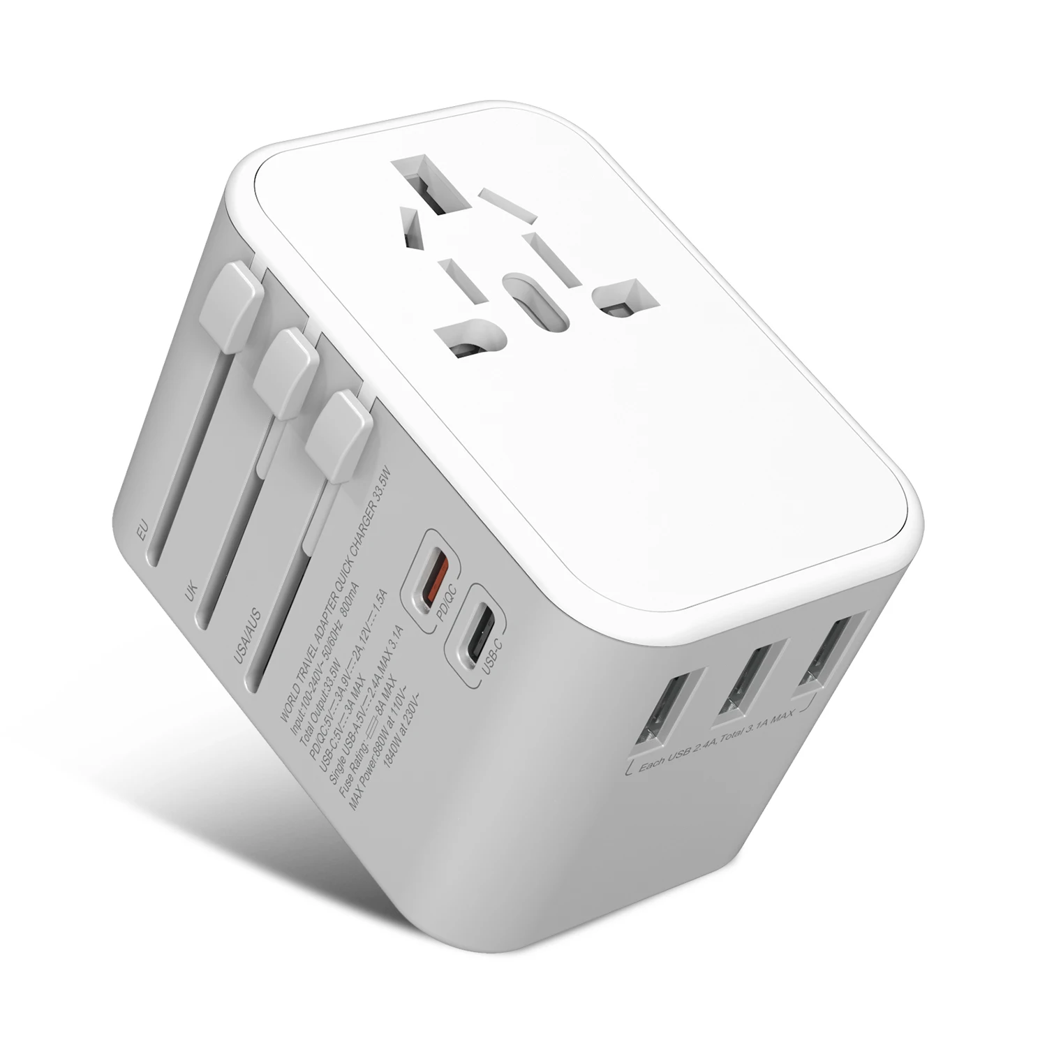 
Multifunctional power adapter 33.5W PD charger all in one USB C universal adaptor portable travel charger 