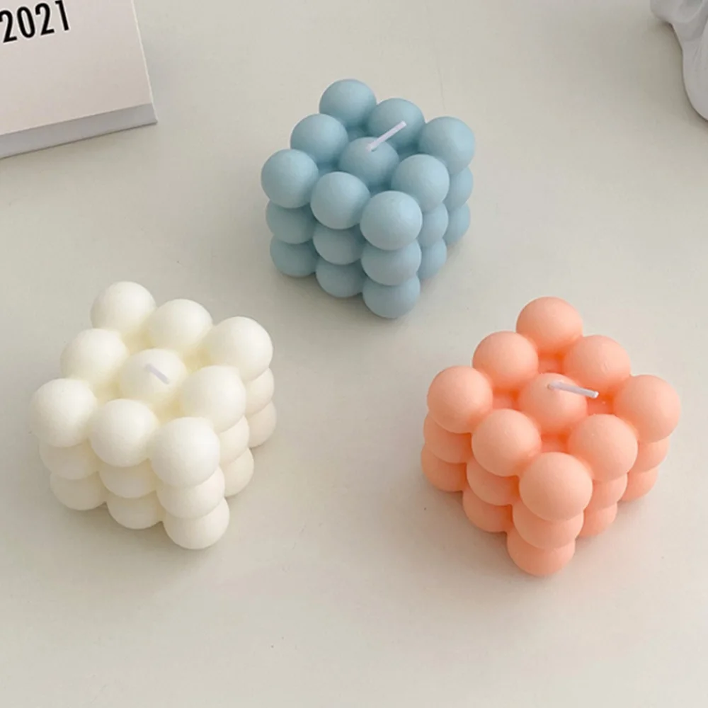 High quality delicate cube scented soy wax paraffin bubble candle