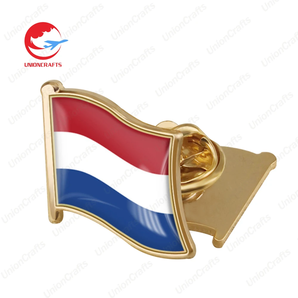 Double Flag Lapel Pin Brooch Soft Hard Enamel Pin Cross Country Flag Pin Badge