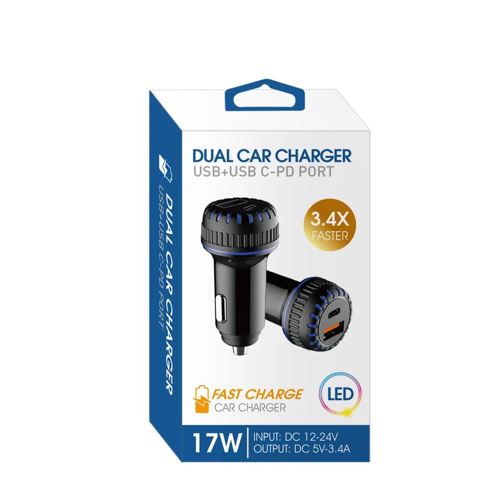  Fast Usb-c usb type C socket adapter car chargers portable dual QC3.0 PD Car charger 2021 new arrivals