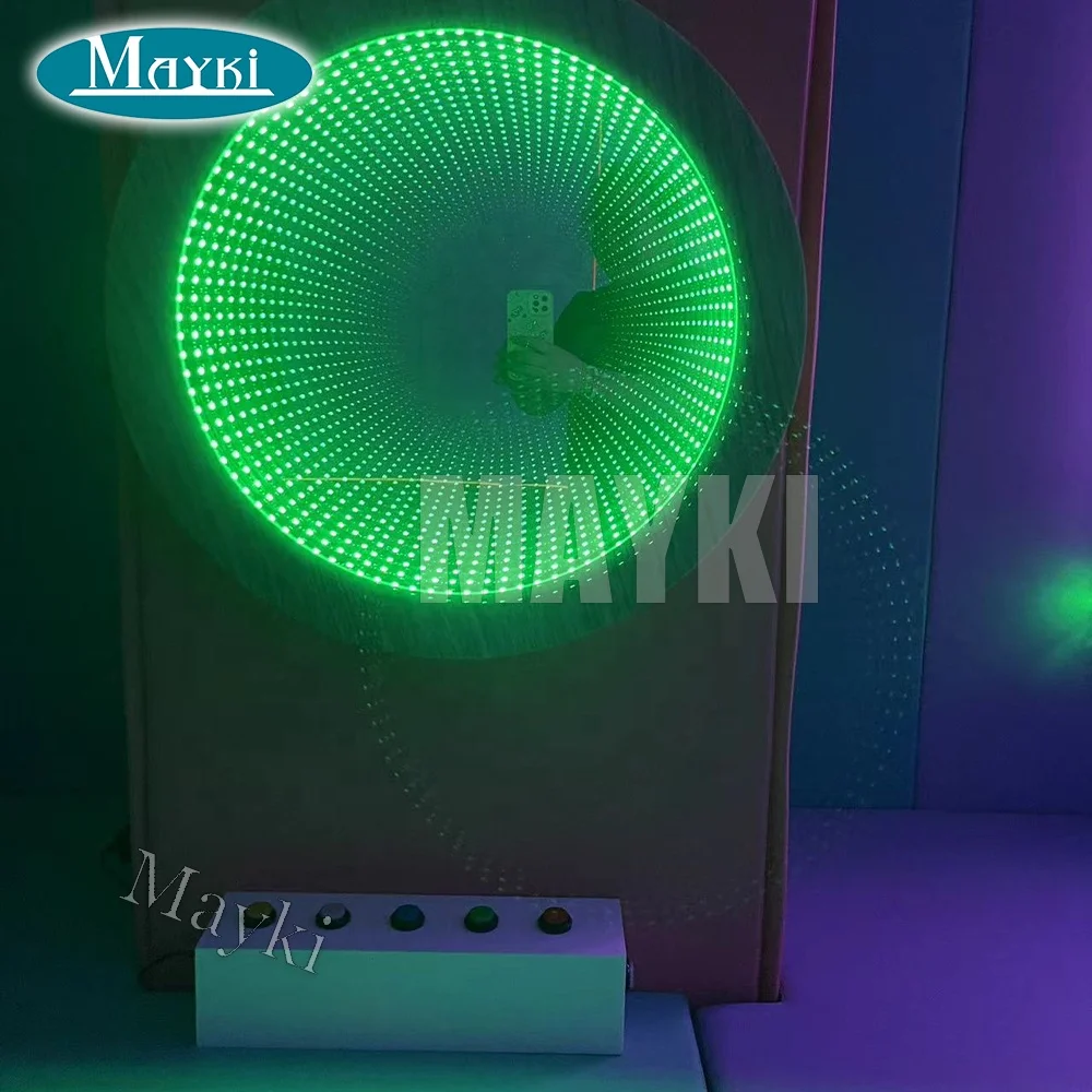 Modern design square shape wall mounted flexible rgb light mirror 3d infinity mirror