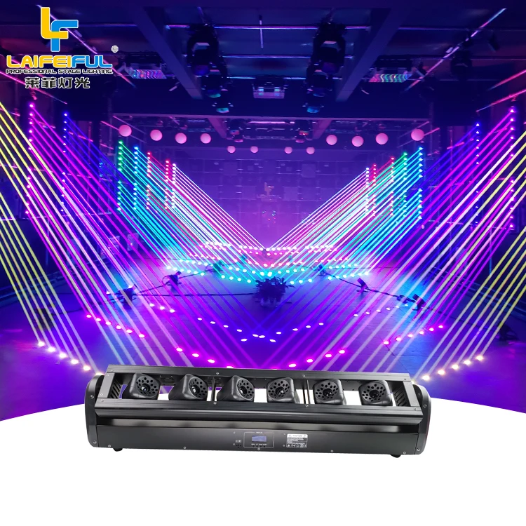 3W 12W DJ SHOW 6 EYES MOVING HEAD LASER BAR LIGHT 6 HEADS DMX/SOUND/AUTO CONTROL CLUB BAR BEAM LASER RED GREEN BLUE