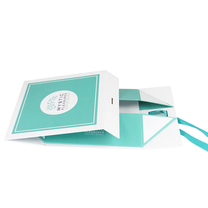 custom biodegradable printing box packaging carton clothing shirt lingerie packaged magnetic folding gift paper box with ribbon