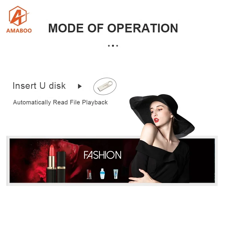 Smart Retail Digital Shelf Led Display Shelves Stretch Bar Type Lcd Display For Supermarket Shelf Edge