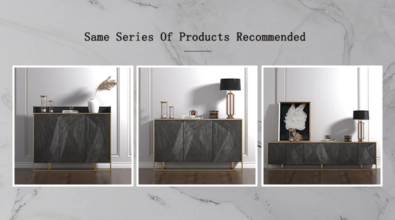 Luxurious Modern Large Family Storage Black Sideboard Cabinet MDF