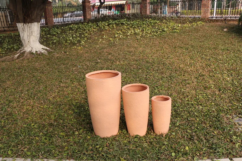 Planter Pots Rough Light Weight Large Fiber Stone for Outdoor Planting Trees Cylinder White Flower Pot Round Shape Clay 5-7 Days