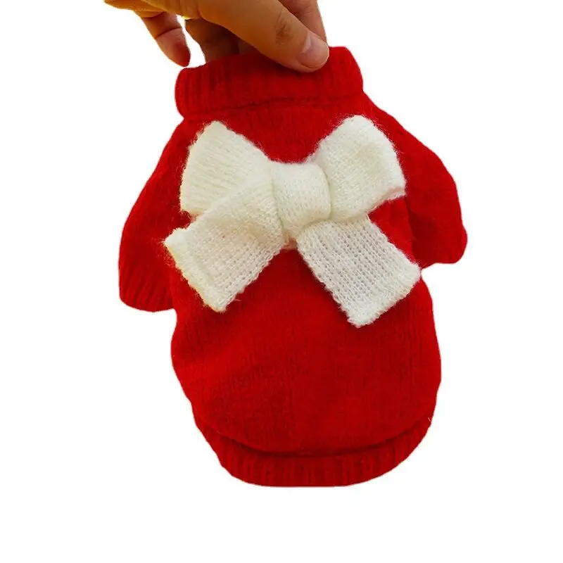 Одежда для щенков, осенне-зимняя утепленная Тедди Одежда Бишон, свитер с бантом, Прямая продажа с фабрики