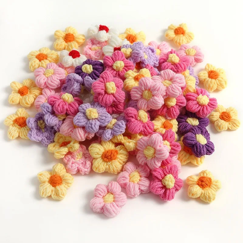 DREA  Wholesale Handmade Crochet flowers hair accessories for kids clothing accessories single crochet flower