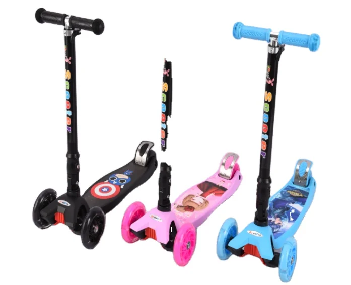 Foldable  Adjustable scooter kids 3 wheel  with Big Wheel Adults Kick Scooter Max Black RED Light Body Aluminium Color Hand