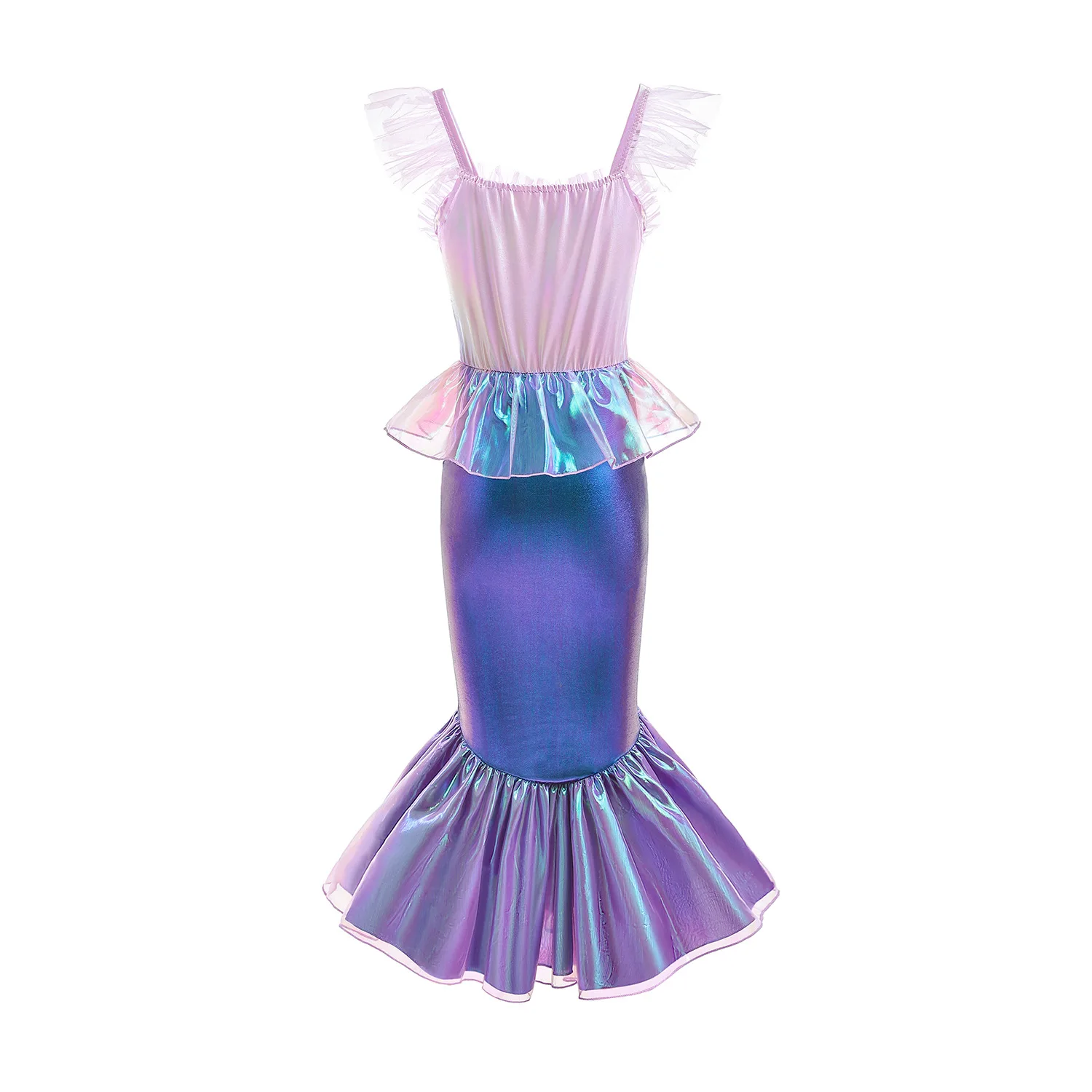Girl Summer Mermaid Dress Ruffles Fishtail Princess Costume Children Birthday Surprise Gift Theme Party Outfits Kids Clothes