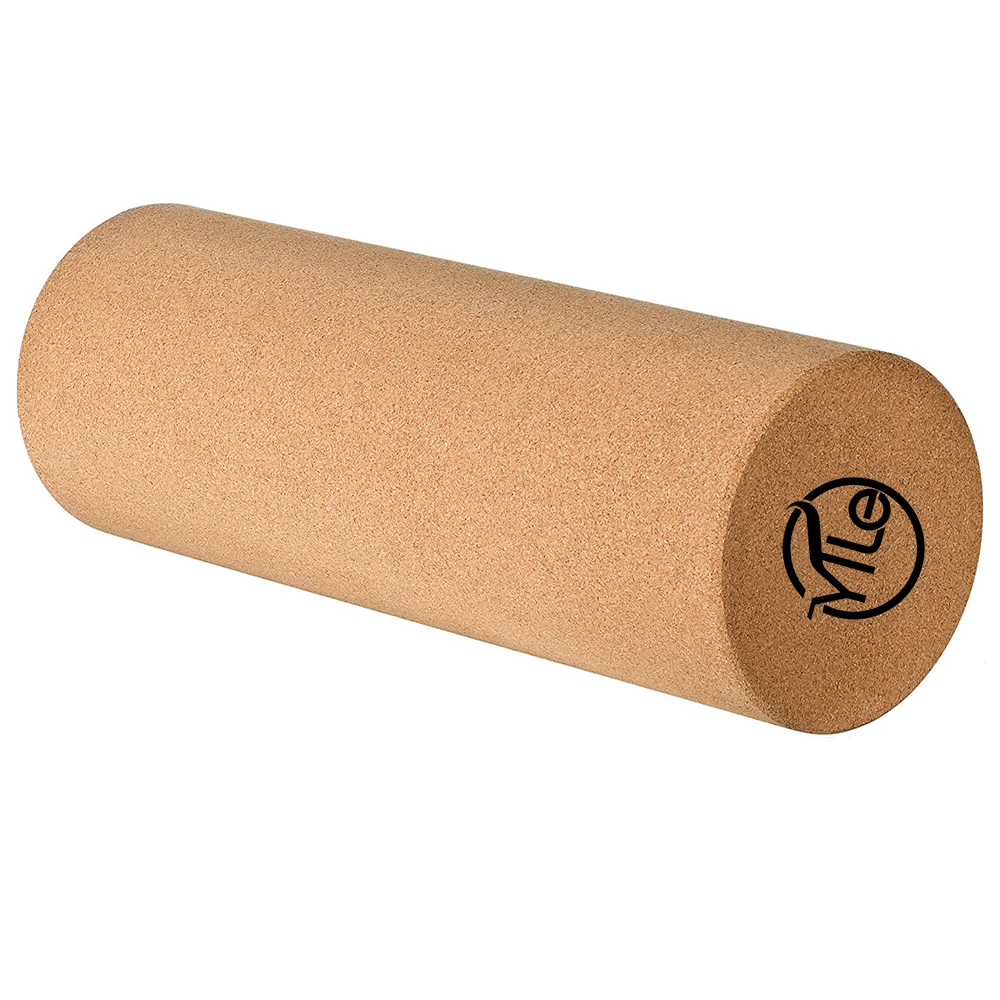 
Eco friendly custom natural wooden muscle 45cm cork roller logo for balance board 