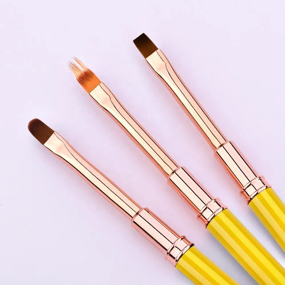 2023 Nail Art Line Painting Brushes DIY Drawing Pen Art Colorful Metal Custom Logo Box Packaging Ombre Oval Flat Strip Brush