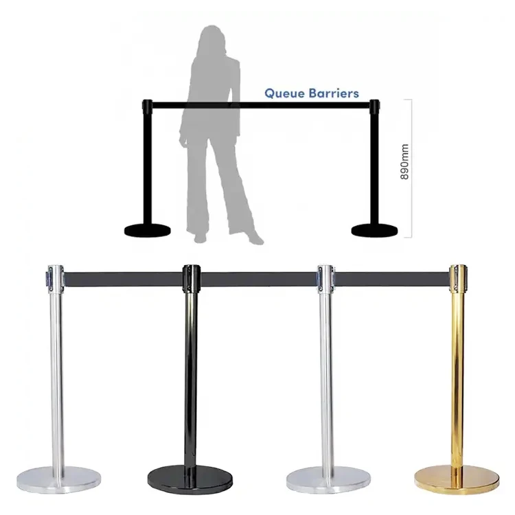 Removable Print Floor Mounted Bank Queue Line Divider Stand Control belt Barrier Airport Queue Barrier