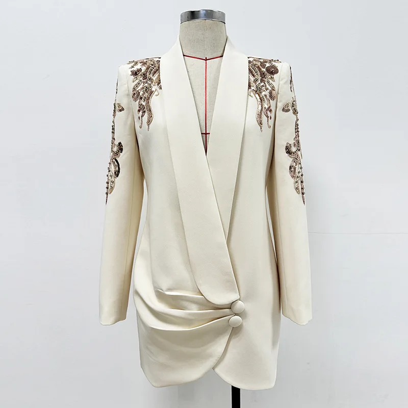 High quality boutique wholesale sequin short solid coats for women 2024 new star fashion diamond loose elegant women blazer