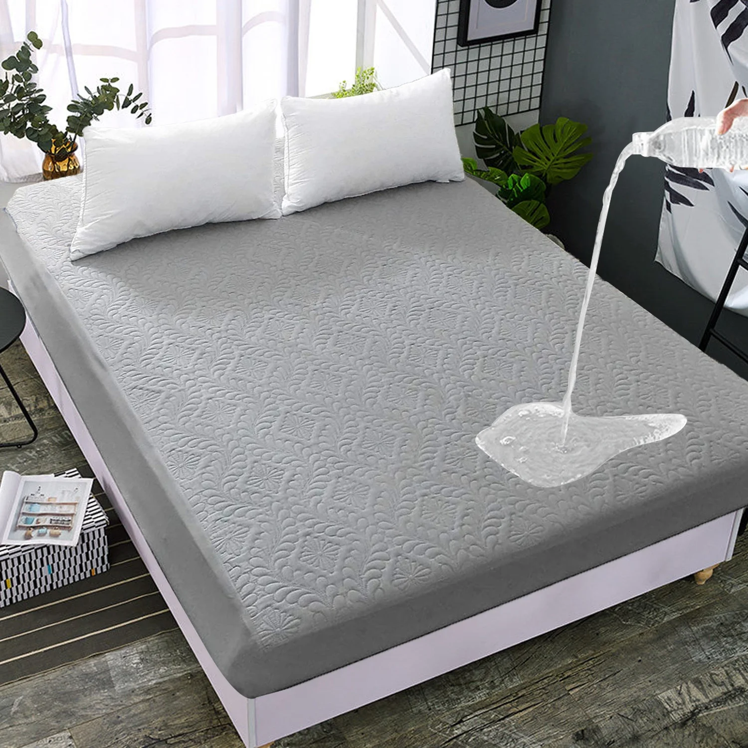  Индивидуальный тисненый прослойный водонепроницаемый матрас влажная защитная крышка защитный коврик для кровати роскошный стеганый