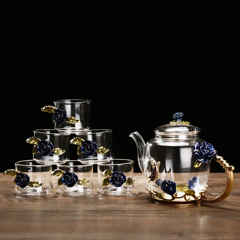 Drinking Glassware Hotsale Beautiful Handmade Gift Modern Nice Lead-Free Enamel Glass Heat Resistant Enamel Glass Tea Cup