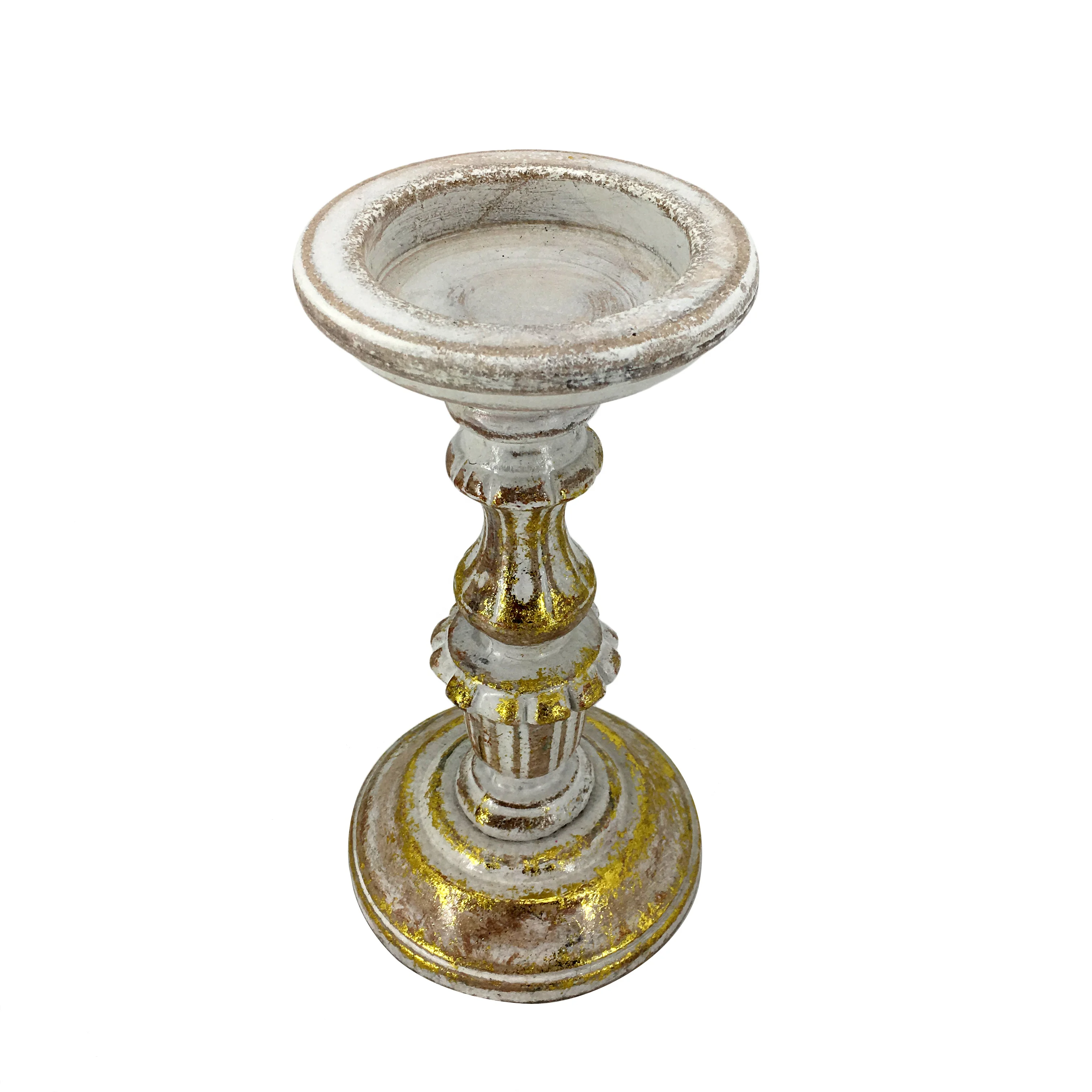 Под заказ античный подарок белый золотой домашний Декор маленький деревянный подсвечник для чая (62501220385)