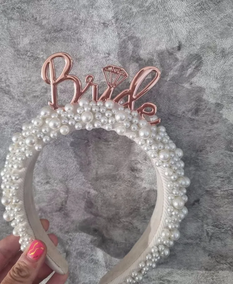Bachelorette Party Crown Bride To Be Crown Bridal headband bride pearl headband