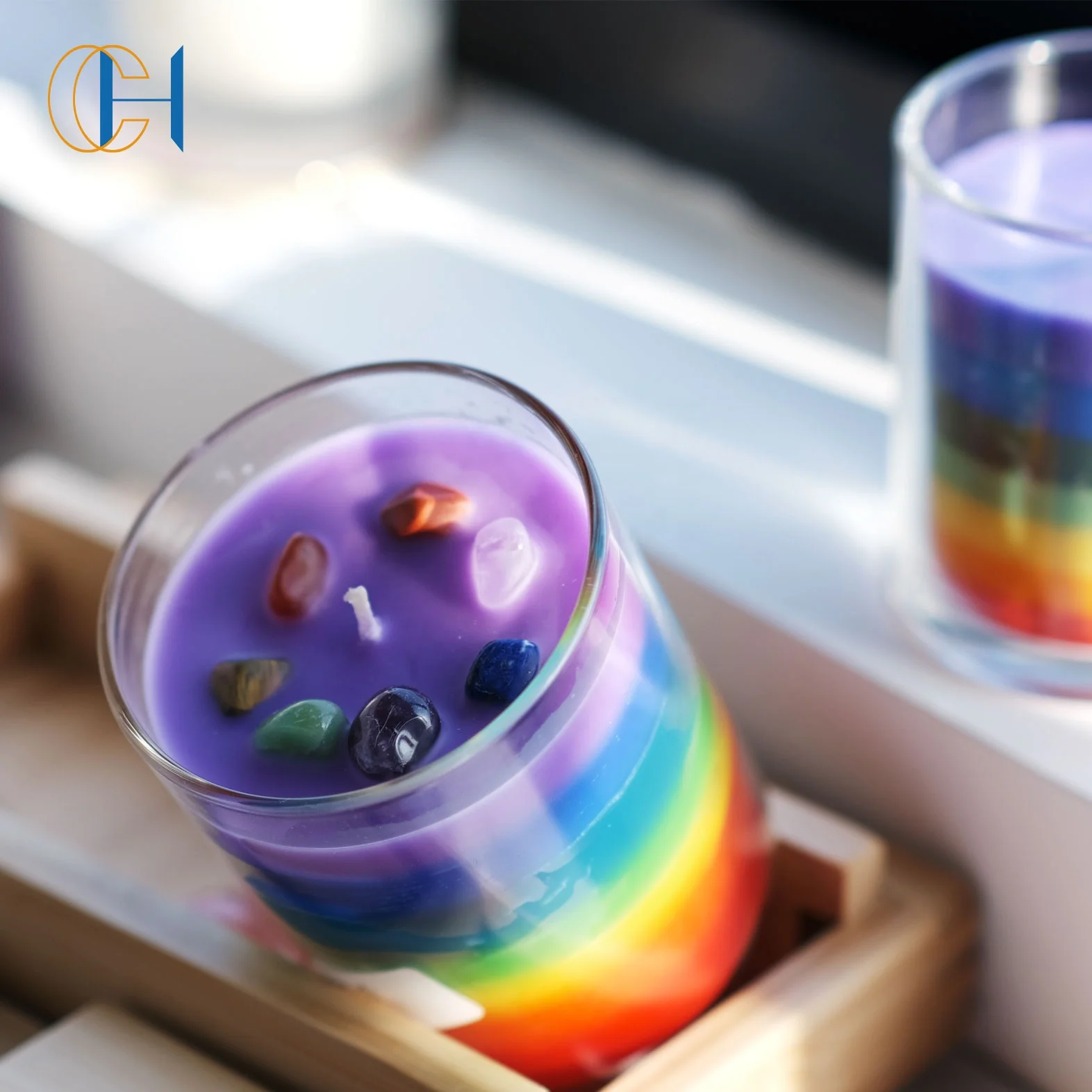 China Suppliers Wholesale Luxury 2022 Handmade Organic Spell Scented Spiritual Colorful Chakra Soy Wax Relax Meditation Candle