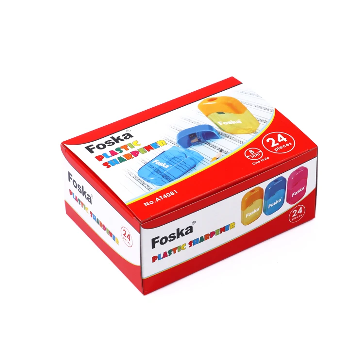 Foska Colored Pencil Sharpeners Hand Held Small Compact Pencil Sharpener for Kids with Lid Single 8mm Hole for Makeup Pencils