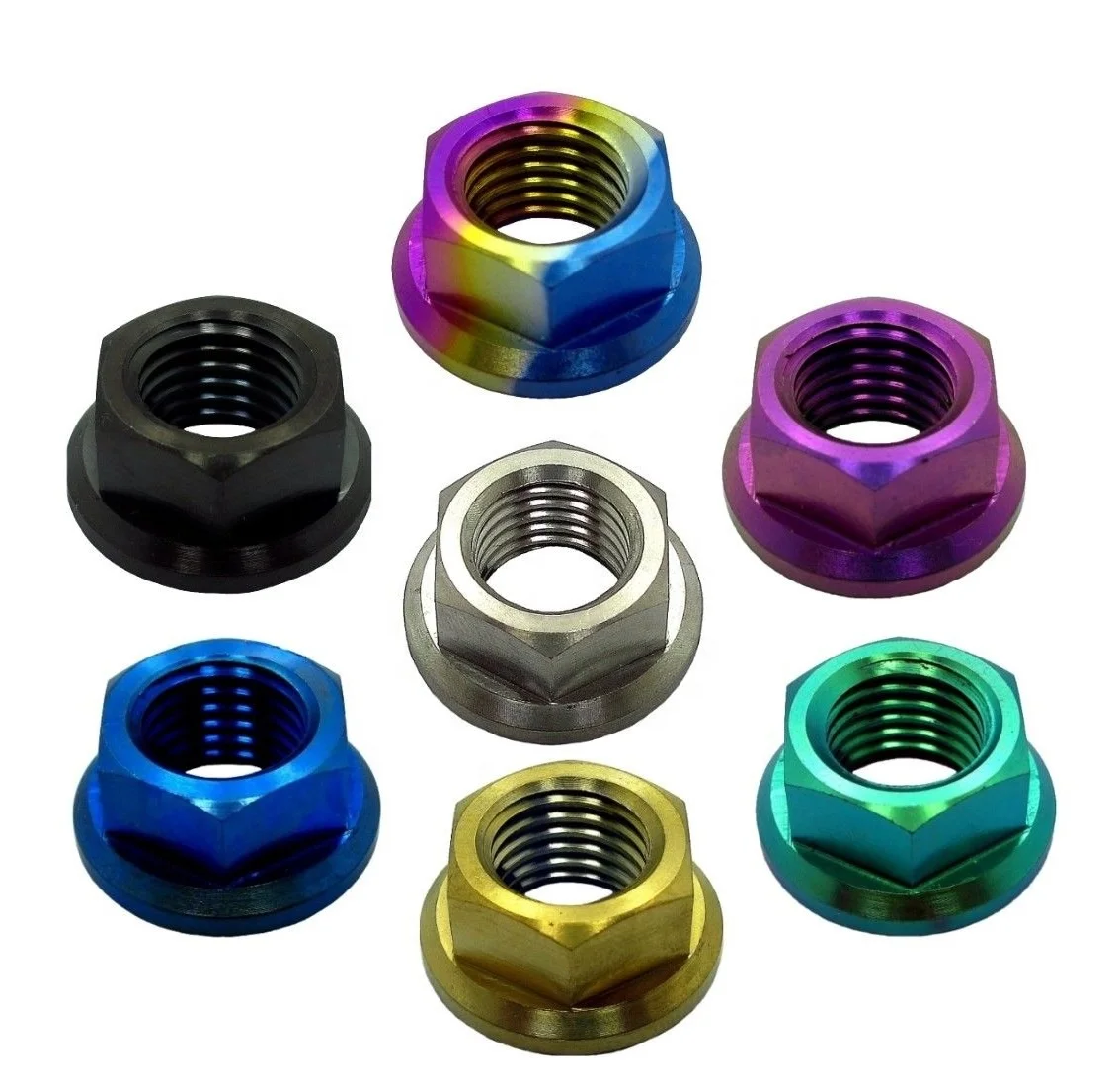 M6 M8 M10 M12 M20 GR2 GR5 Titanium Color Anodized Serrated Hexagonal Flange Nut DIN6923