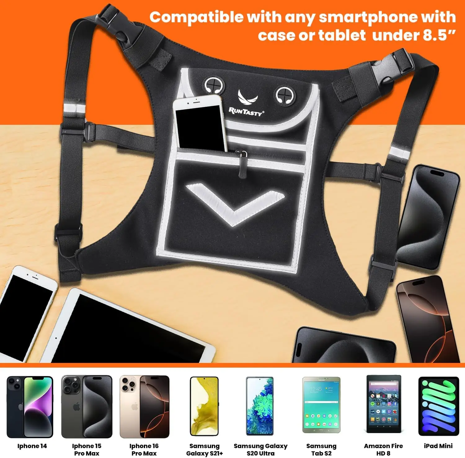 Holds Accessories Lightweight Adjustable Gear Running Mini Backpack Vest Reflective Vest Running