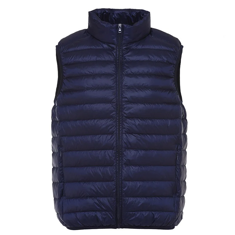 Пышный жилет, осенне-зимний мужской хлопковый жилет, темно-синий зимний жилет без рукавов