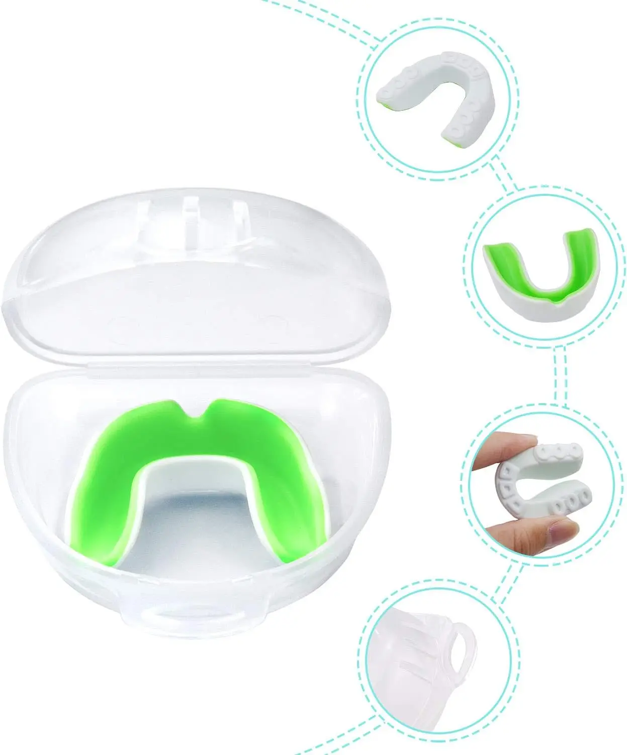 Custom EVA food grade Kids youth Sports Double Colored gel moldable Mouth Guard for Football Basketball Boxing MMA Hockey with f
