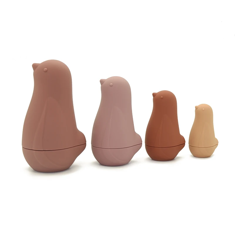 silicone Cute Bird Shape stacking toy  kids Russian Baby Inlaid Doll Nesting baby toddler block Baby toy Matryoshka Dolls