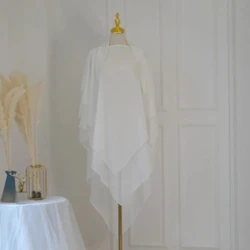 LangChi 3 Layers Overhead Chiffon Tie Back Khimar Islamic Hijab Plain Prayer Scarf Muslim Women Long Niqab Jilbab Khimar