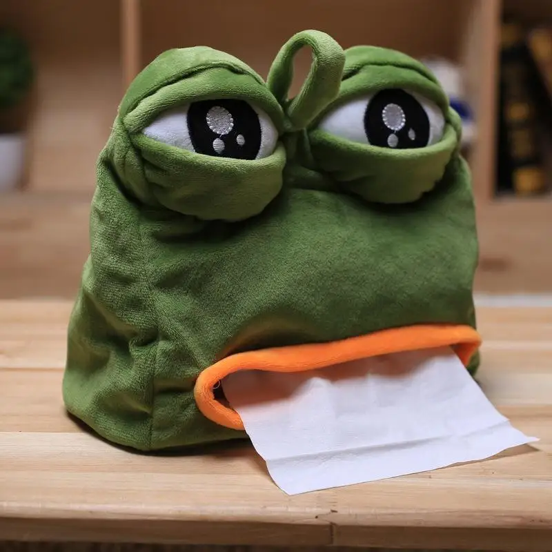 Wholesale customized sad frog tissue box plush animal tissue box creative plush home product