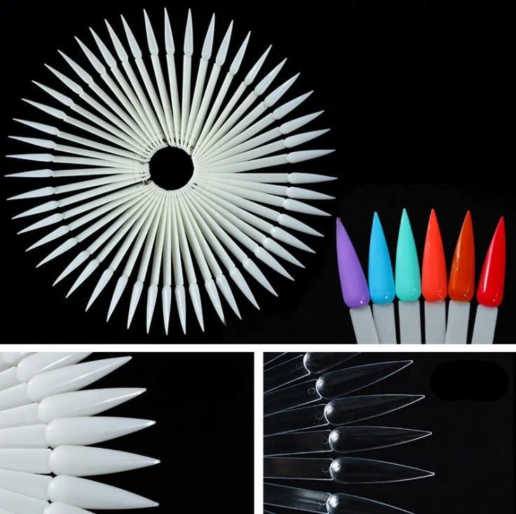 40pcs/bag Nail art Polish Color card Fan Shape Practice Display Showing Card Pointed Sticks Manicure Tool