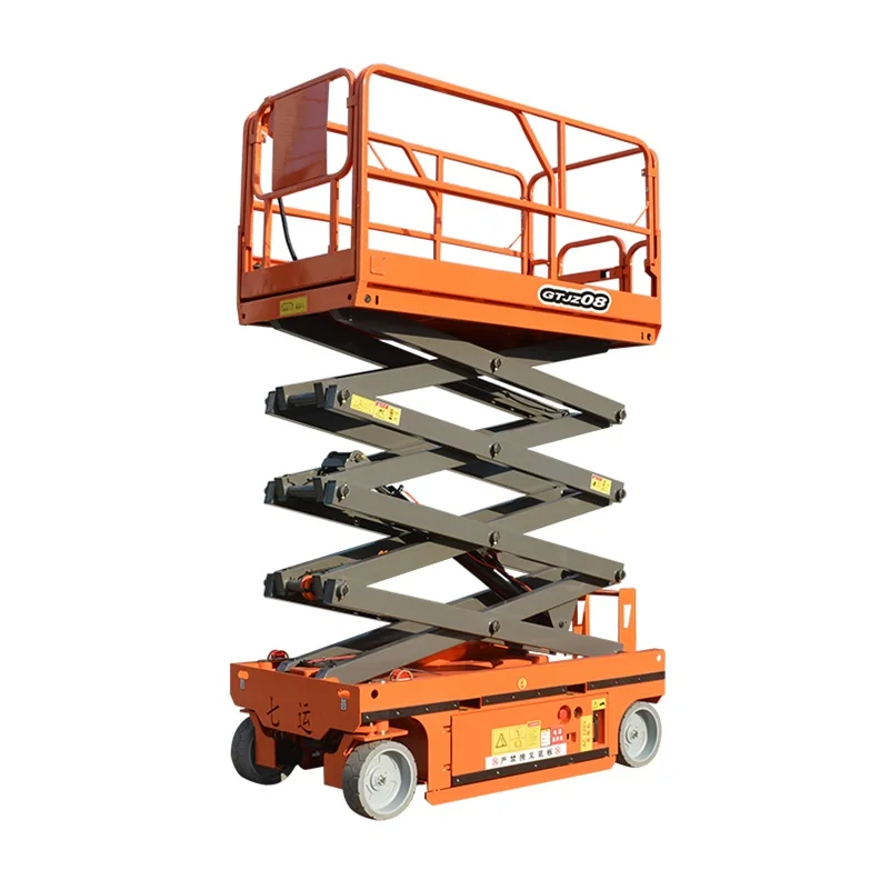 Qiyun factory supply 12m 320kg two man stand Battery Hydraulic Electric Man Lift Self Propelled Scissor Lift Platform