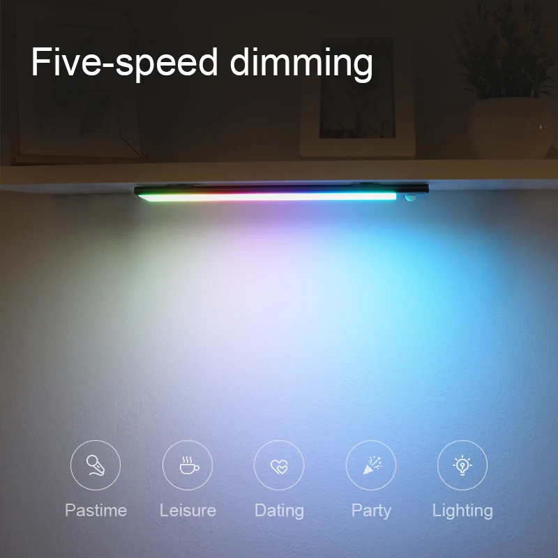 RGB Color  LED Under Cabinet Lamp With Remote Control DIY Color For Home Decoration Showcase Bar Kitchen Par