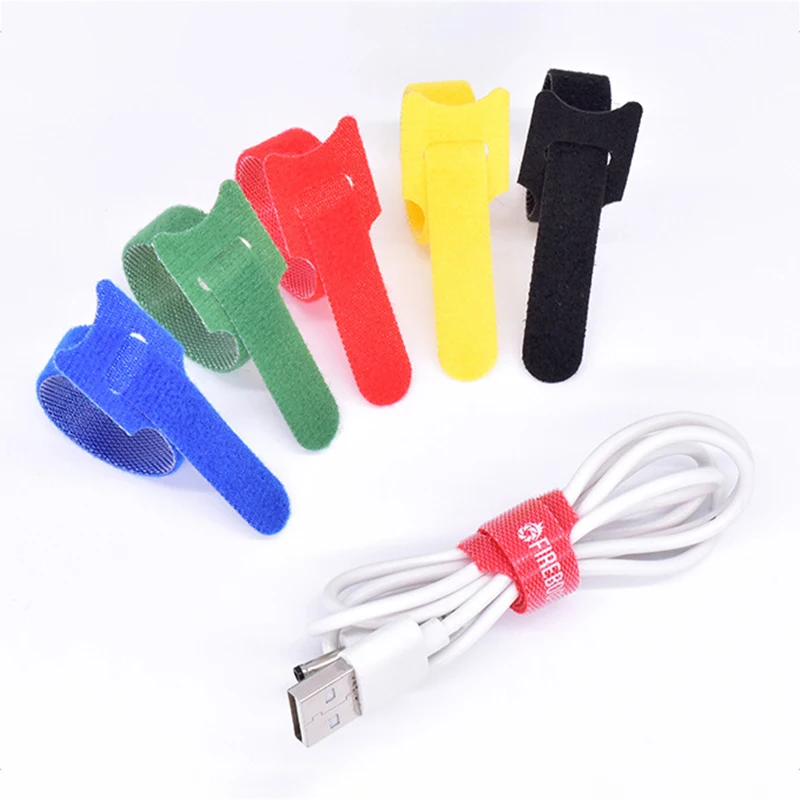 Colorful Easy Wrapping USB Cable Tie Hook And Loop Fastening Strap with Custom Print