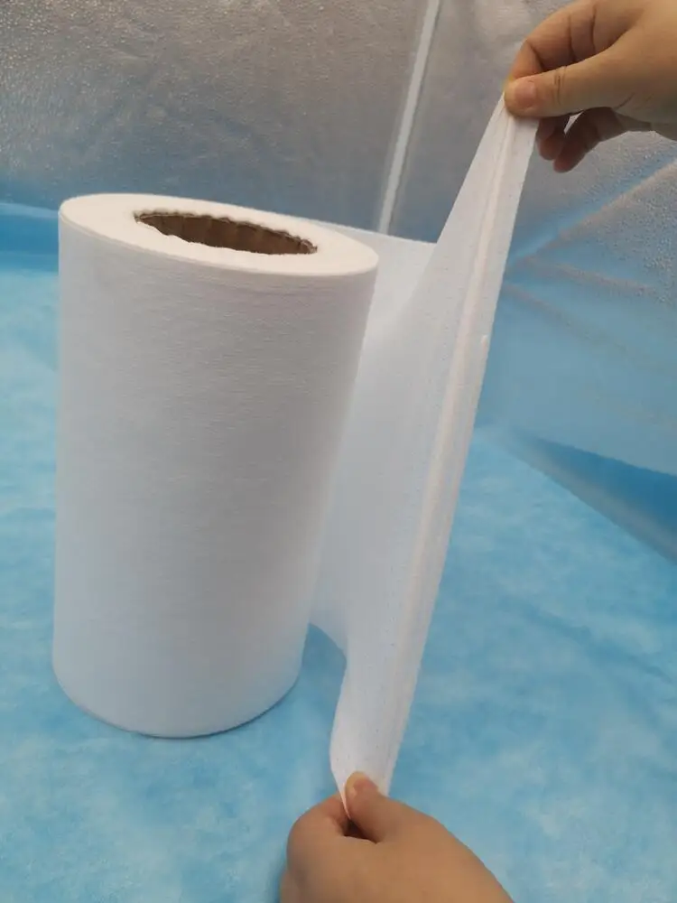 PET Polyester Bamboo and  Wood Pulp 100% Cotton PLA Viscose Rayon 40gsm Spunlace Nonwoven Fabric Roll For Wet Wipes