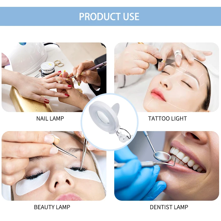 2024 With Trays Wheel Aesthetic For Skin Examination Clinic Facial Floor Cosmetic Beauty Glass Magnifier Led Magnifying Lamp