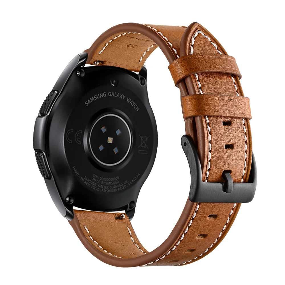  Ремешок кожаный для Samsung Galaxy Watch 3 Active 2 Gear Sport S2 S3 Classic 20 мм