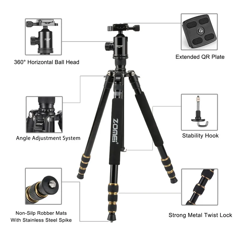 Zomei Z668 Flexible tripod Light Weight Camera Tripod, Smartphone Camera Live Streaming Photographing tripod