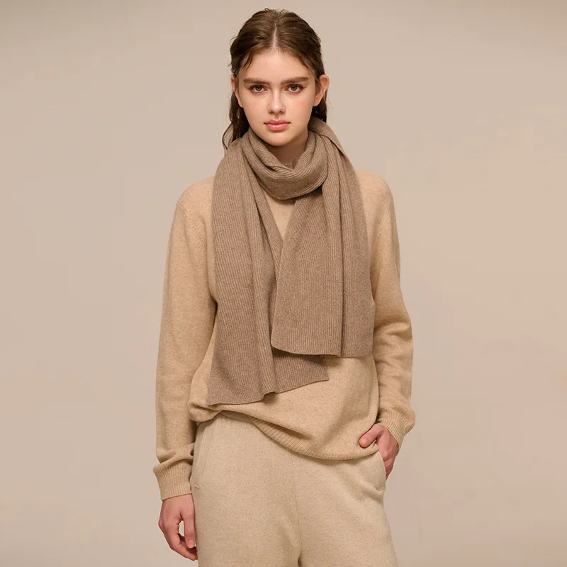 2024 Зимний вязаный шарф оптовая продажа с фабрики однотонный 100% кашемировый мягкий модный женский глушитель