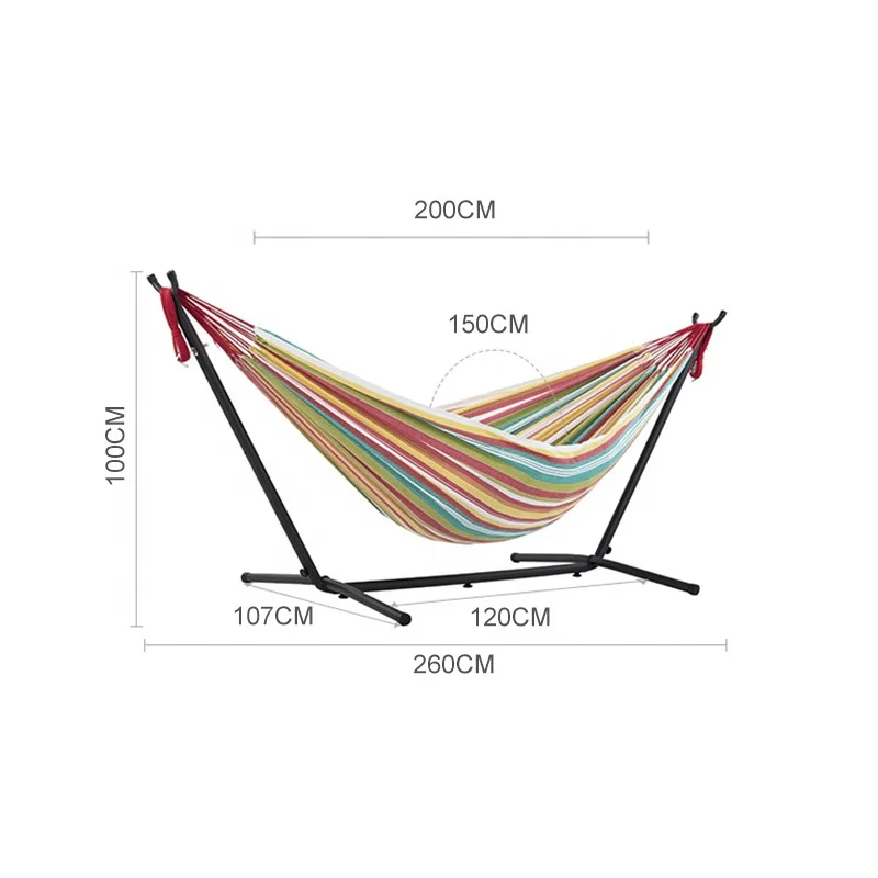 Outdoor Camping Portable Foldable Double Hammock With Stand Traveling beach hammock Portable assembly of canvas hammock
