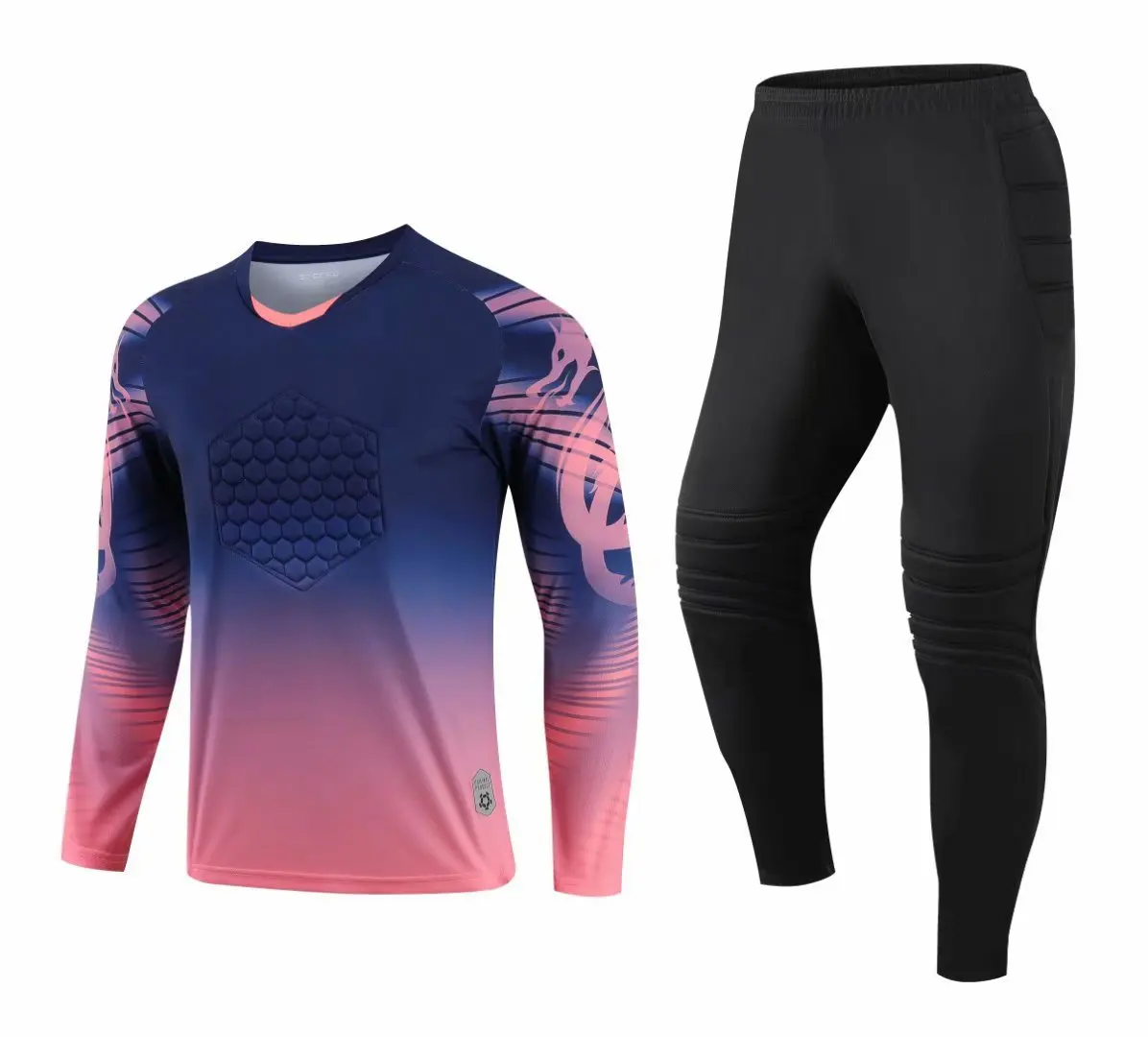 Men Long Sleeves Football Goalkeeper Jersey Youth Football Goal keeper Uniforms Quick Dry Soccer Goalkeeper Jersey