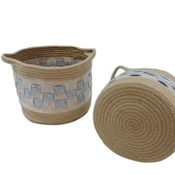
Modern Style New Design Multipurpose Home Decor Jute With felt Basket Set of 2 Storage basket 