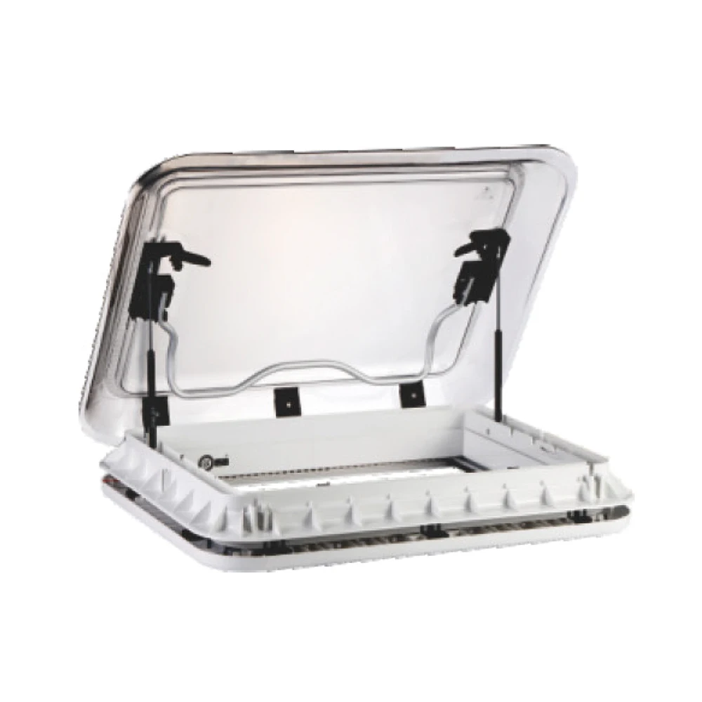 RV Roof Hatch Window, 27.6 x19.7Inch Caravan Roof Vent Kit with LED Light Skylight Window Sunroof Vent Mouth for Trailer